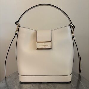 Kate Spade Cream Shoulder Bag with Gold Accents